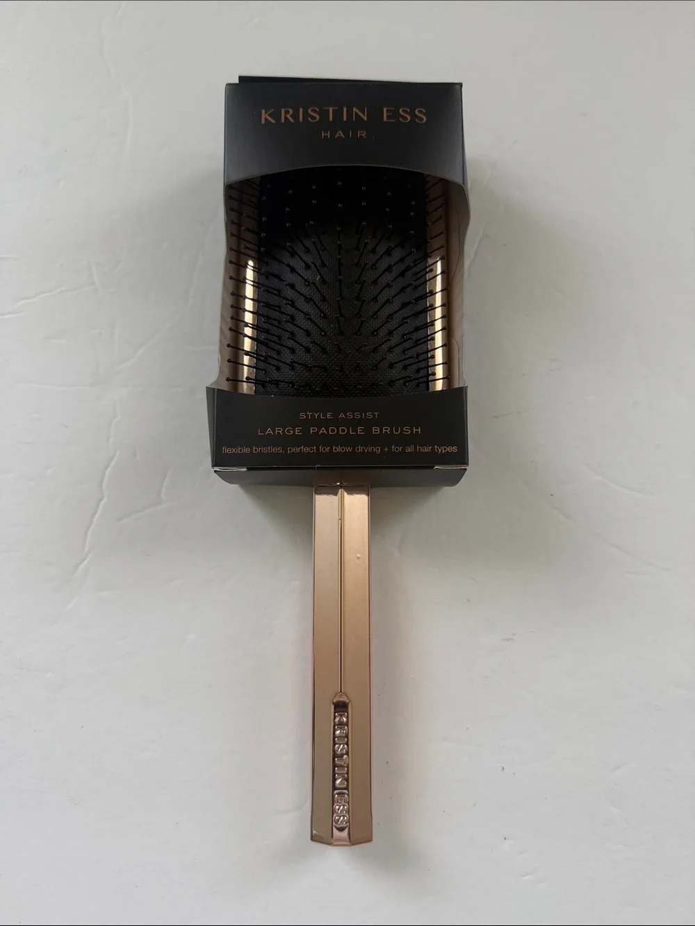 Kristin Ess Rose Gold Large Paddle Brush - Black Bristles